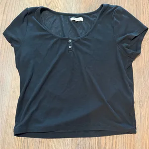 🖤 Madewell Ribbed Henley Tee Black Size Large thumbnail 1
