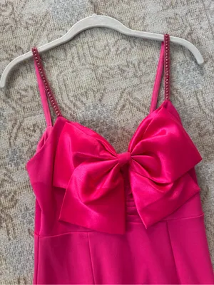 Lena Hot Pink Mini Dress with Bow Detail thumbnail 3