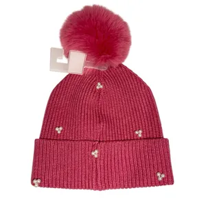 NWT LAUREN CONRAD Beaded Pom Pom Beanie thumbnail 4