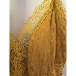 RUE 21 Mustard Yellow Gauzey Lace Maxi Dress Size Small thumbnail 5