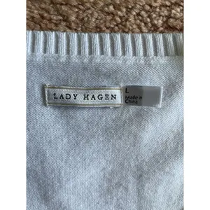 Lady Hagen White Sweater Vest L Argyle Diamond Knit Sleeveless Pullover Cotton thumbnail 2