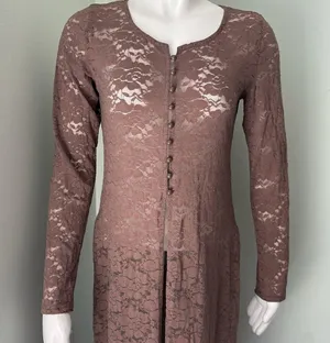 ANTHROPOLOGIE Maeve Brown Lace Button Down Blouse Small thumbnail 7