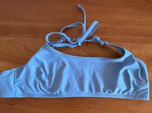 Aerie Light Blue Halter Bikini Top‎ Adjustable Straps Size Large thumbnail 1