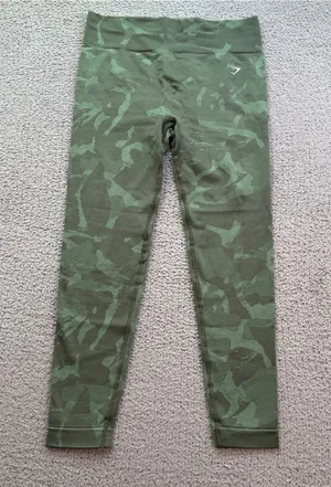 Gymshark Camo Seamless Leggings Green High Waisted Workout XL Gym Bodybuilding thumbnail 1