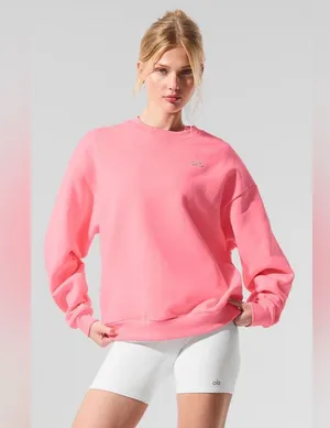 ALO Yoga NWT Accolade Crew Neck Pullover Neon Bubblegum Size L SOLD OUT COLOR thumbnail 1