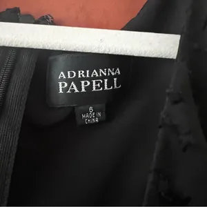 Adrianna Papell Black Silk Textured Fit & Flare Tie Front Dress Size 6 thumbnail 3