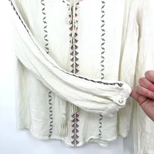 Altar'd State size Large Long Sleeve Cream Blouse‎ embroidered thumbnail 3