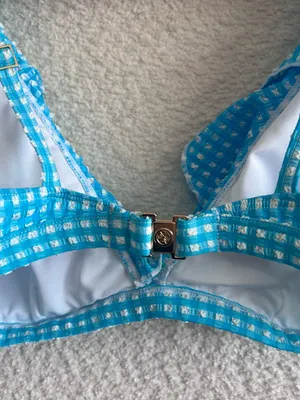 Lilly Pulitzer Blue White NWOT Women’s Aelin‎ Crinkle Gingham Bikini Top Size 10 thumbnail 7