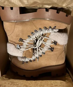 Steve Madden Cycloneee Womens Faux Leather Block Heel Hiking Boots Gorpcore thumbnail 1