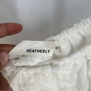 Heatherly Cottage Eyelet Crop Top Balloon‎ Sleeve Peasant Embroidered Size XSP thumbnail 10