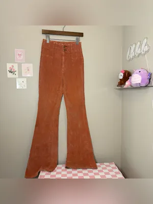We The Free Jayde Cord Flare in Cognac FREE PEOPLE high rise flare 26 70s fall thumbnail 2