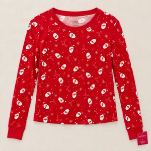 Wondershop Womens Red Santa Claus Candy Cane Snowflake Long Sleeve Sleep Top S thumbnail 4
