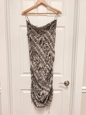 Free‎ People Day To Night Ruched Side All Over Animal Print Slip Dress Small thumbnail 2