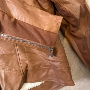 Torrid Sherpa Lined Moto Jacket Size 1X Brown Faux Leather Biker Fall Outerwear thumbnail 7