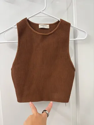 Aritzia Babaton brown sculpt knit tank top cropped thumbnail 3