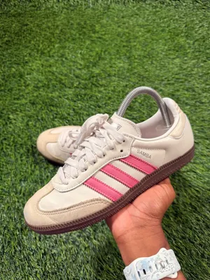 Adidas Samba OG Womens 6 Cream White Pink Stripes Brown Gum Sole Sneakers thumbnail 2