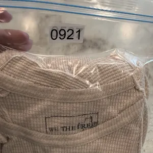 We The Free People Med Waffle‎ Knit Thermal Swing Top Oatmeal Oversized Boho thumbnail 9