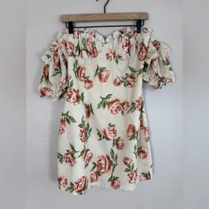 Superdown Revolve Lou Bustier Frill Mini Dress in Nude Floral size Medium $68 thumbnail 2