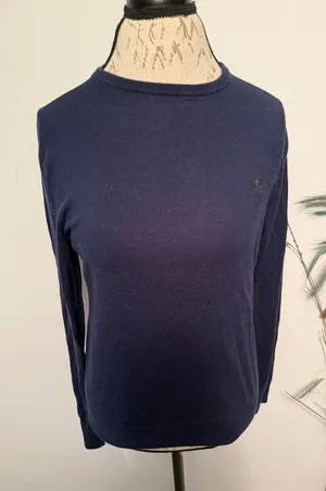 Polo Ralph Lauren Navy‎ Blue Cotton Cashmere Crewneck Sweater Mens Small S/P thumbnail 1