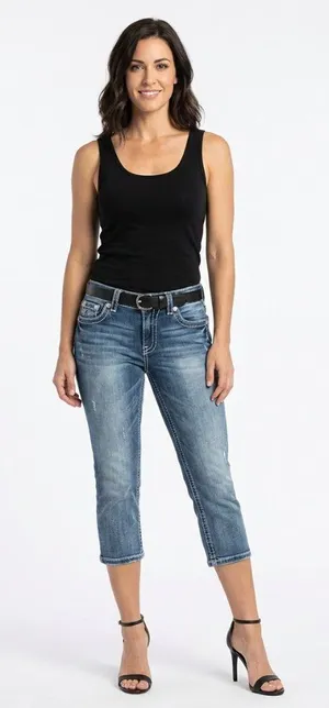 Miss Me Blue Denim Cropped Capri Jeans 33 thumbnail 1