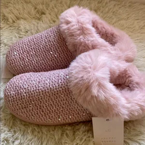 NWT Lauren Conrad Pink Sequin Slippers thumbnail 2