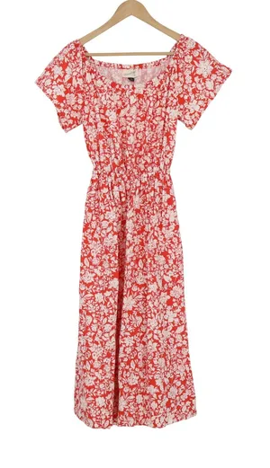 Universal Threads Red White Floral Cotton Midi Dress Back Cutout Womens XS thumbnail 1