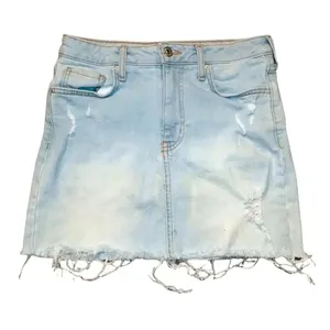 Forever21 Light Wash Raw Hem Denim Mini Skirt Size 25 v6x thumbnail 1