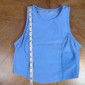 Beyond‎ Yoga Spacedye Cropped Motivate Tank Top Built in Bra Light Blue Size XS thumbnail 7