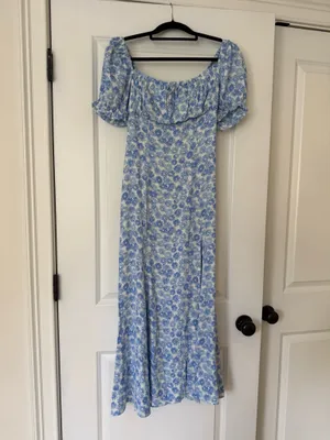 Reformation Haisley Dress Blue Daisy 4 thumbnail 2