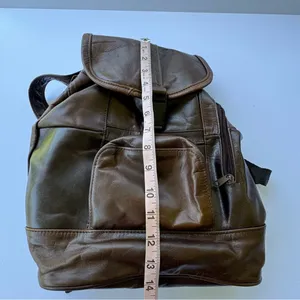 Vintage 90’s Genuine Leather Drawstring Backpack Brown thumbnail 10