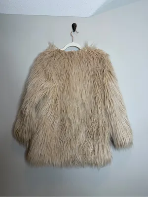 Lioness Portofino Faux Fur Coat XS/S Blush Cream Shaggy Oversized Mob Wife thumbnail 5