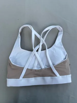 lululemon athletica Crossback Wireless Sports Bra White Beige Size 2 thumbnail 5