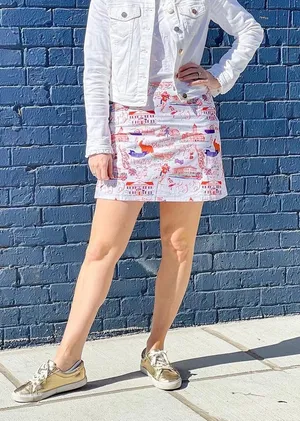 PittyPat’s Clothing Co. Langley Skirt Orange and Purple Clemson Toile Size 4 thumbnail 1