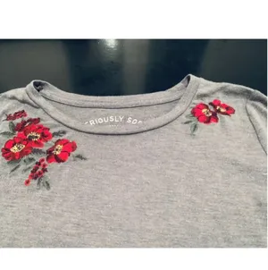Aeropostale Juniors Womens Long Sleeve Perfect Crew Shirt, Small, Gray thumbnail 3