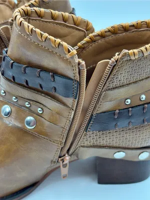 Patrizia Strappy Faux Leather Dressy Boots Studded‎ Ankle Booties Braided Strap thumbnail 11
