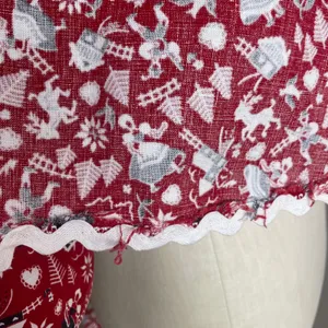 Vintage Half Apron Folk Art Print‎ Hostess Bow Ric-Rac Trim Cottagecore Handmade thumbnail 13