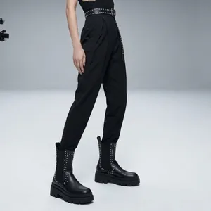 NEW ZARA Studded Chunky Moto Boots Black Chelsea Vegan Leather m size 6 / 36 EU thumbnail 4