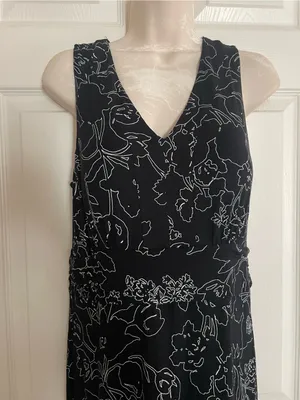 Soma Sleeveless Black Floral Maxi Loungewear Nightgown Size Small thumbnail 2