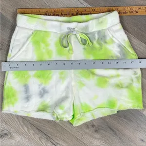 Free People Kelly Sweat Shorts Tie Dye‎ Citron Green Gray X Small thumbnail 10