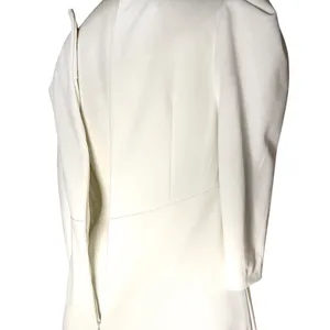 CALVIN KLEIN White Dress Puff Sleeve High Waist Lined Scuba Crepe Size 8 thumbnail 7