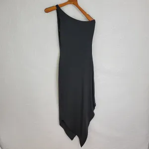Venus One Shoulder Dress Womens XS Black Midi Hi-Low Hem Stretchy Built in Bra thumbnail 6