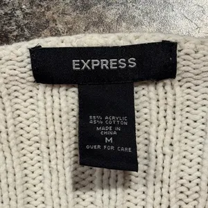 Express Cardigan Sweater‎ Boho Cottage Minimalist Coastal Romantic Ivory Medium thumbnail 3