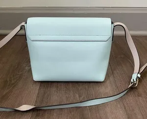 Kate Spade Mint Teal Blue Leather Crossbody Bag Purse ~ Fold over Magnetic thumbnail 9