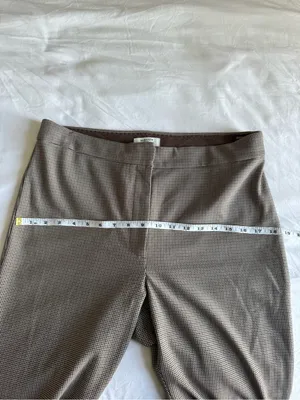 Aritzia Babaton Atelier Beige Brown Houndstooth Pattern Dress Pants Office US 12 thumbnail 7