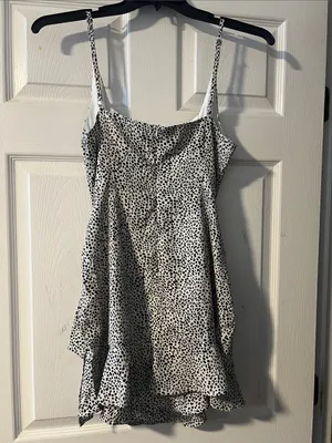 Black and White Spotted Cowl Mini Dress thumbnail 7