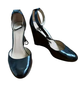 Tory Burch Black Leather Closed Round Toe Wedge Heels thumbnail 1
