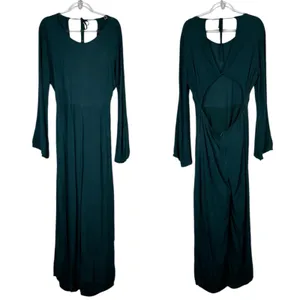 Lulus Moments That Last Hunter Green LS Cutout Jumpsuit XL thumbnail 3
