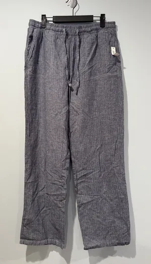 NEW Amazon Essentials Pants Medium Striped Elastic Travel Linen Cotton Cottage thumbnail 1