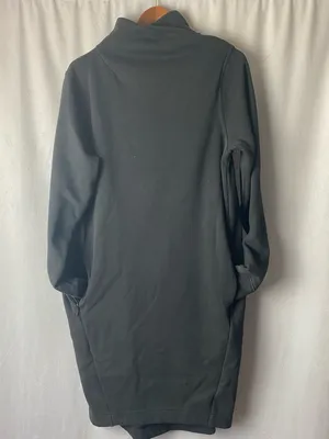 Athleta Cozy Karma Asym Fall Sweatshirt Dress Black Yoga Athleisure M thumbnail 3