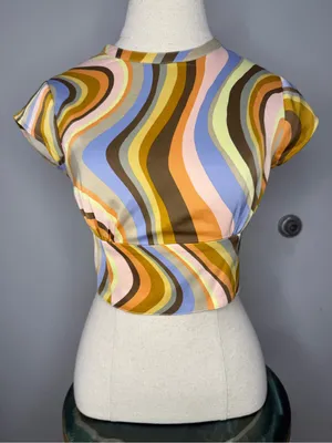 Urban Outfitters Multicolor Swirl Crop Top — Pastel Wave Print thumbnail 4